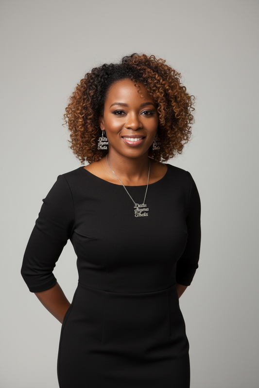 Delta Sigma Theta Letter Necklace Set