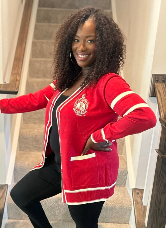 NEW DESIGN Delta Sigma Theta Striped Sleeve Cardigan