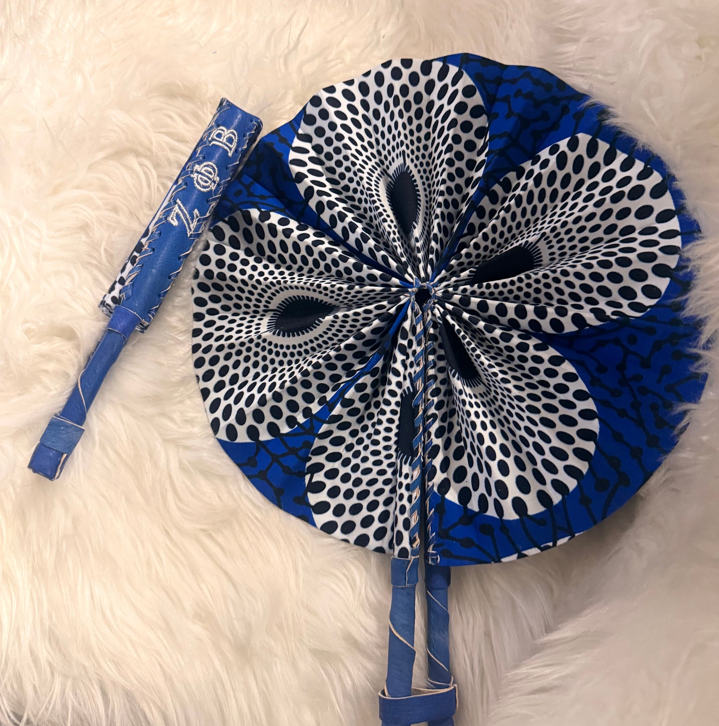 Ankara Leather Fan- Embroidered Letters (Copy)