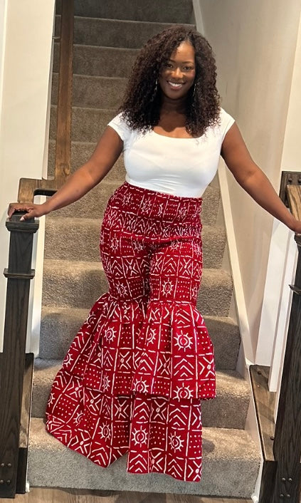 African Print Pants Double flare Wide Legged)