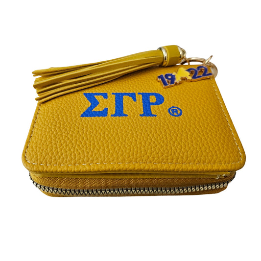 SGRHO Soror Yellow Tassel Keychain Zipper Wallet