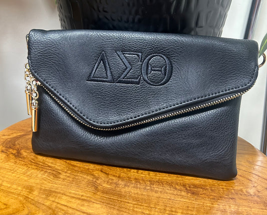 Black on Black Delta Sigma Theta Foldover Clutch