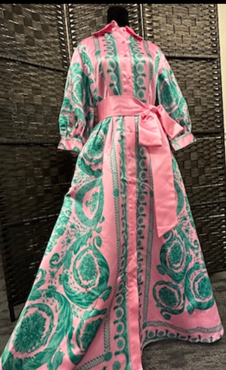 LUXURY DRESS - PINK and GREEN- SIZE UP