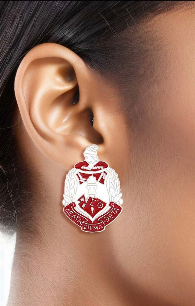 Red White Crest Studs