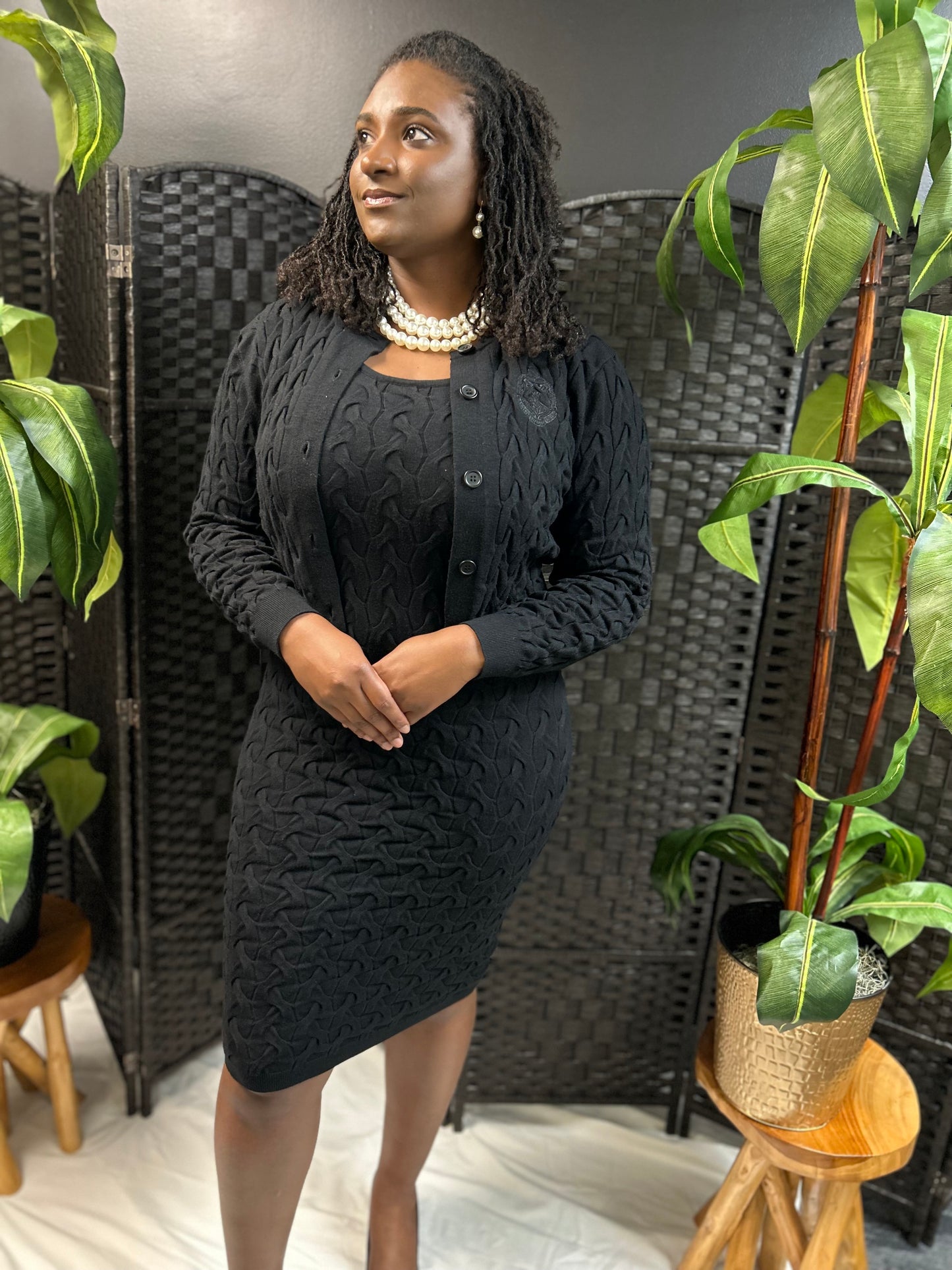 The Power Knit Dress SET (BLACK) PRE ORDER DELTA ONLY