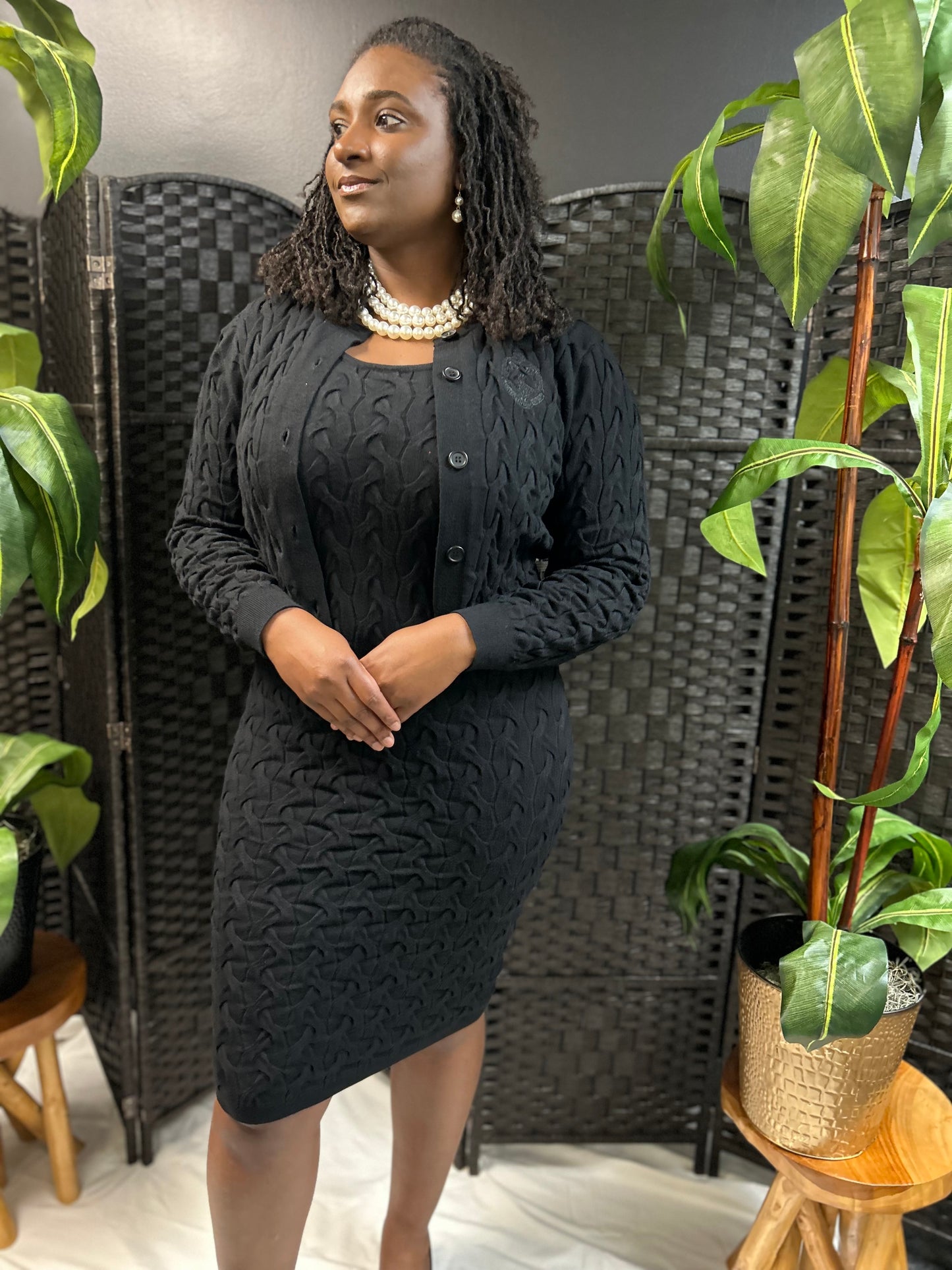 The Power Knit Dress SET (BLACK) PRE ORDER DELTA ONLY