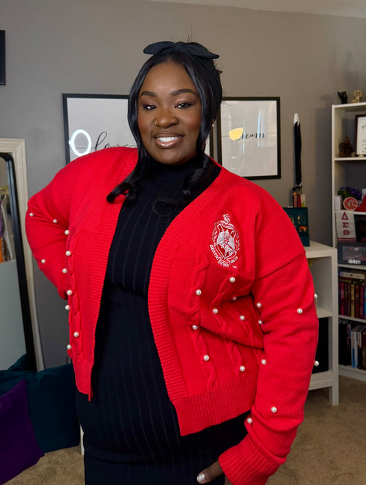 * NEW* Delta Sigma Theta Pearled Out Open Cardigan