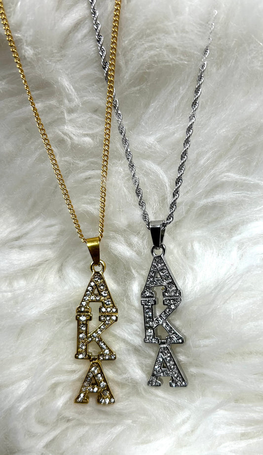 Alpha Kappa Alpha vertical bling Necklace