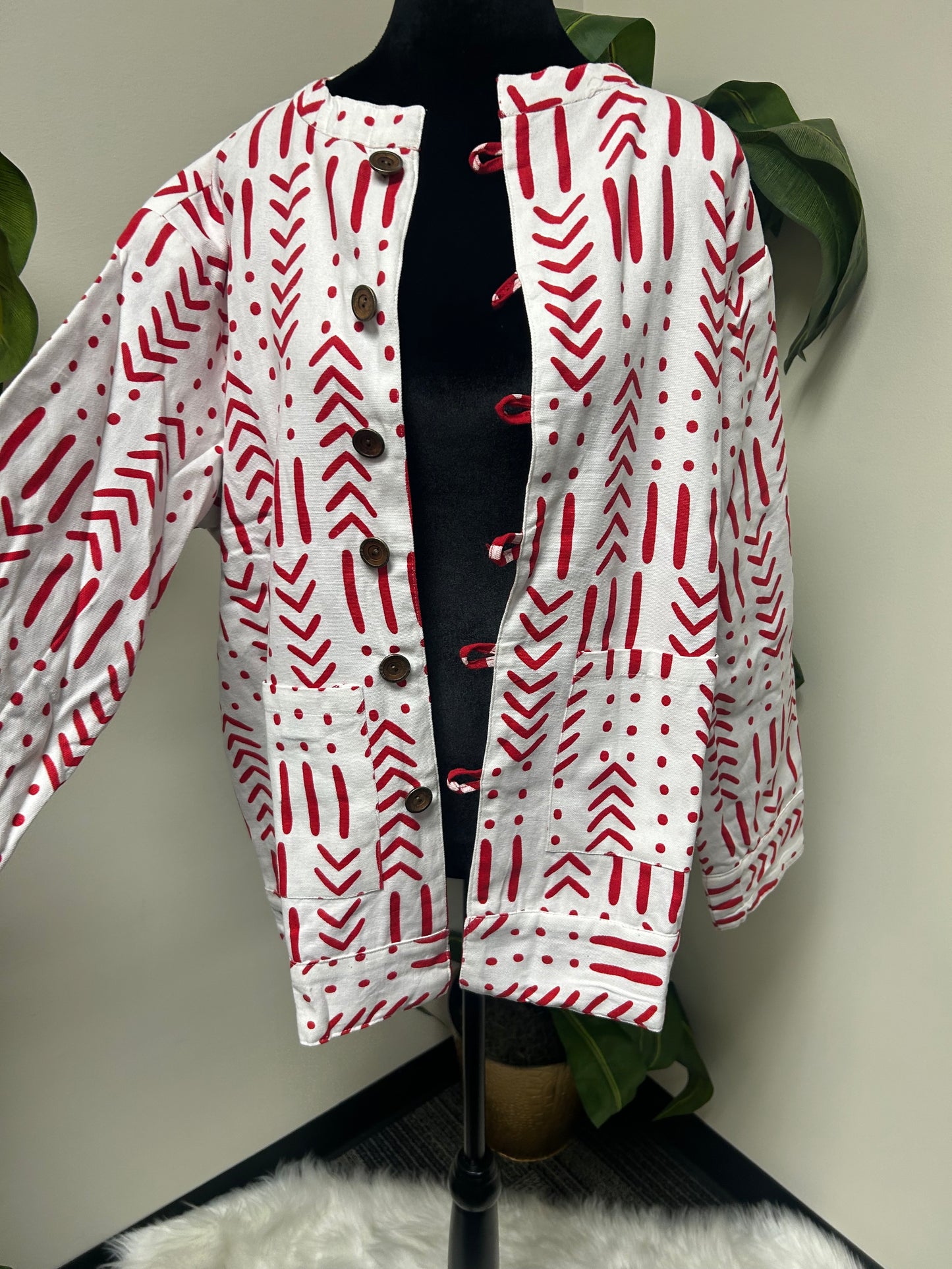 Red and White Reversible Short Jacket