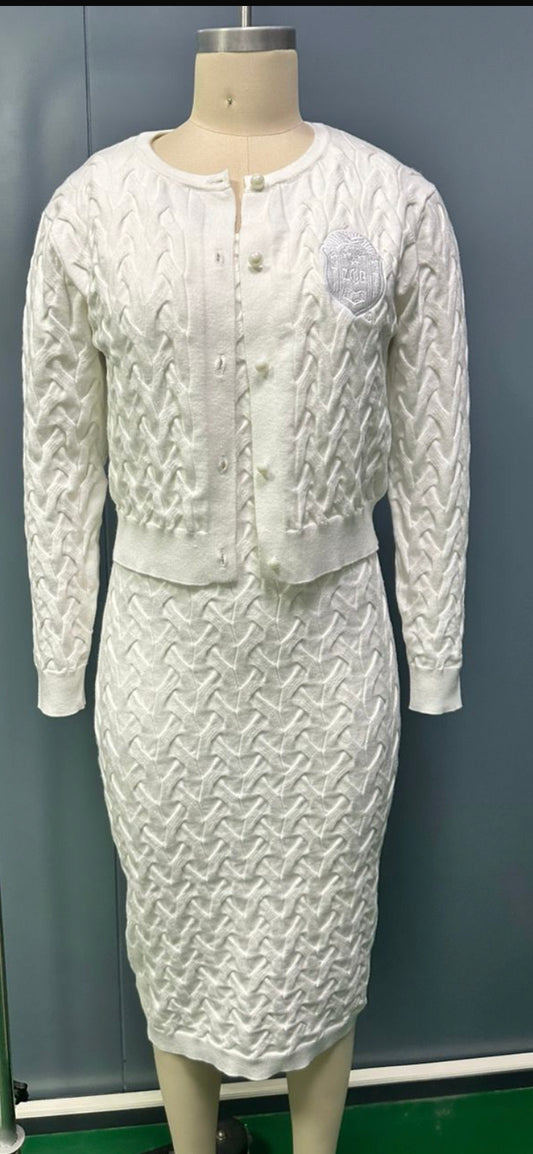 The Power Knit Dress Set WHITE-  pre order -ZETA ONLY