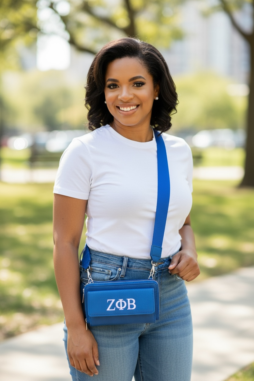 Zeta Phi Beta (multiple compartment) crossbody – Diggin Her Roots