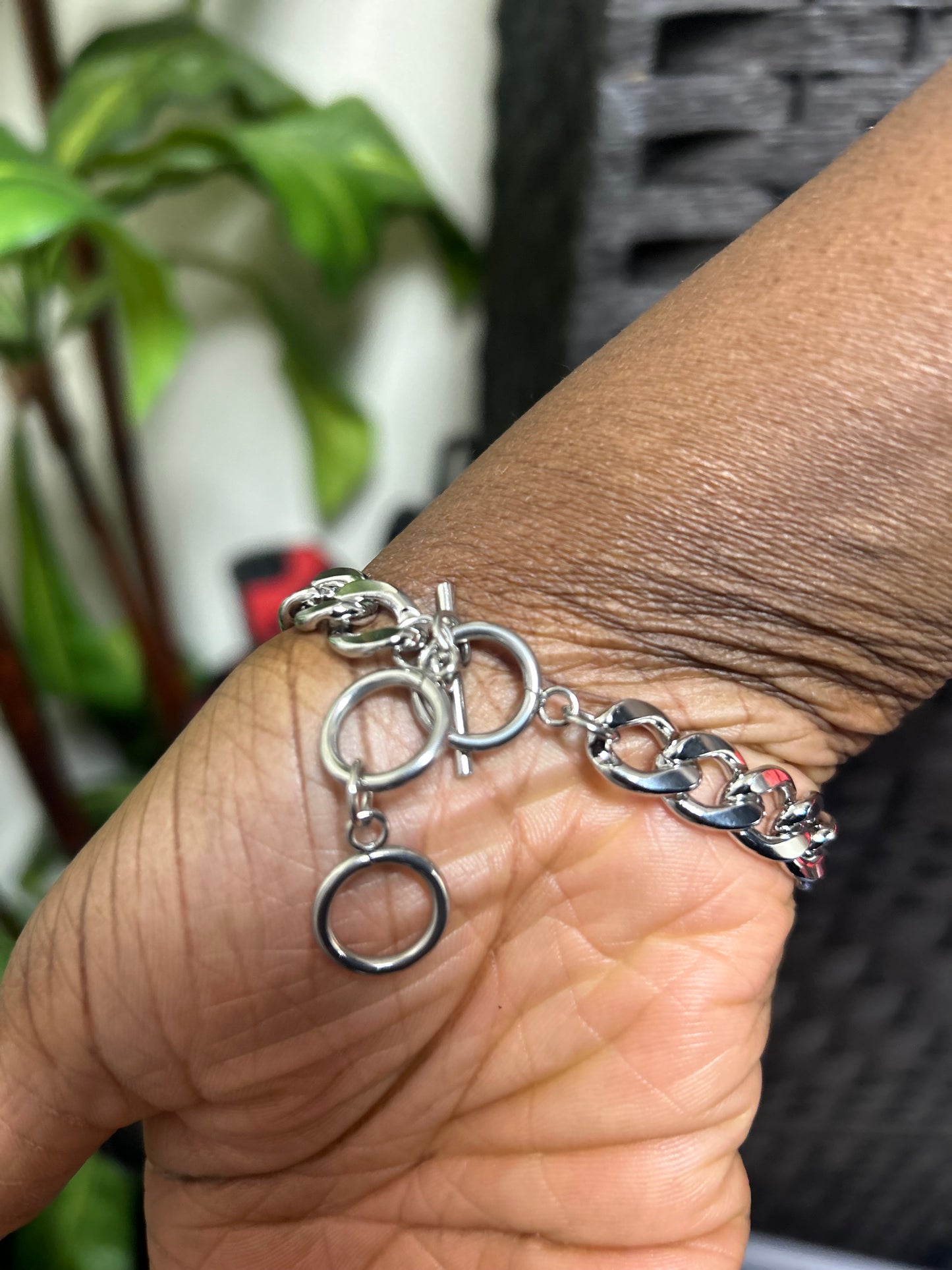 Delta Sigma Theta- Pendant stainless steel bracelet- SILVER- 2.0