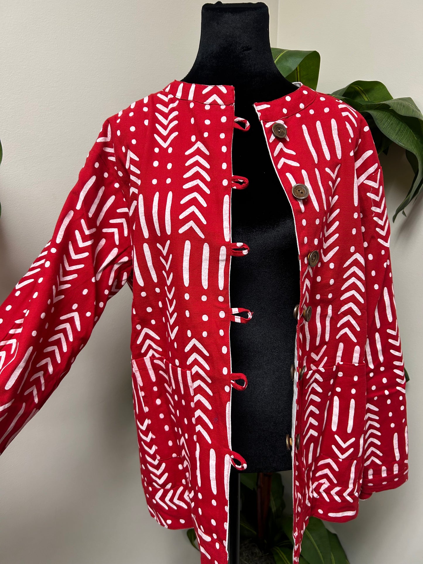 Red and White Reversible Short Jacket