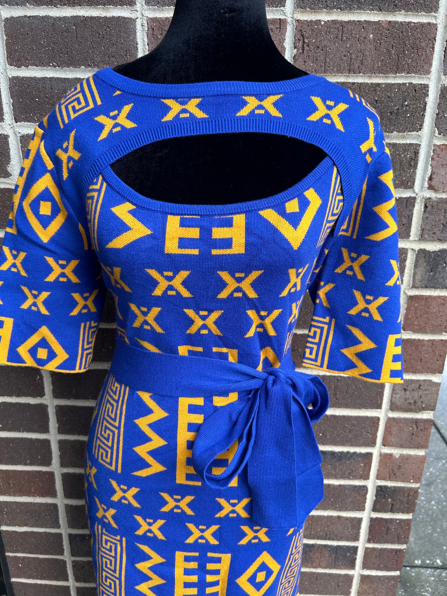 Ankara Style Knit Dress -short sleeve-