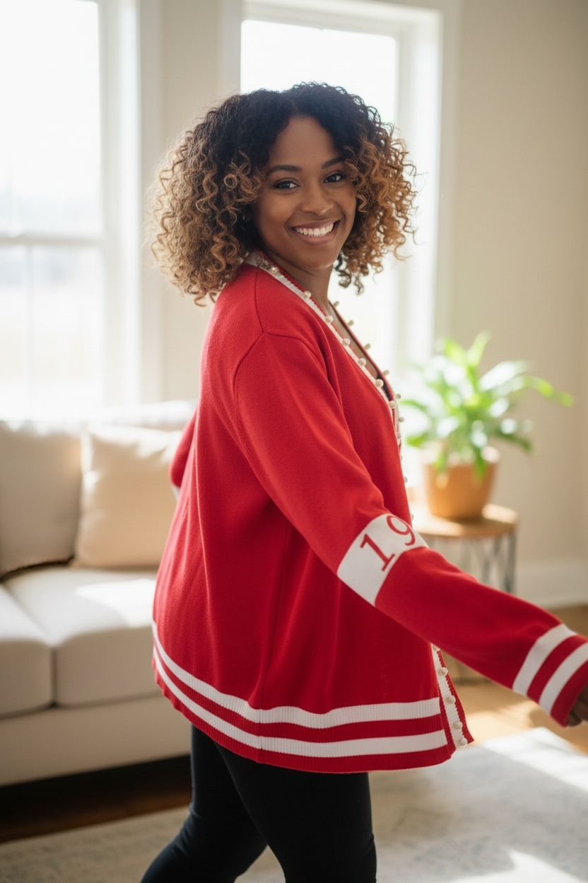 Delta Sigma Theta Cardigan Pearl Trimmed