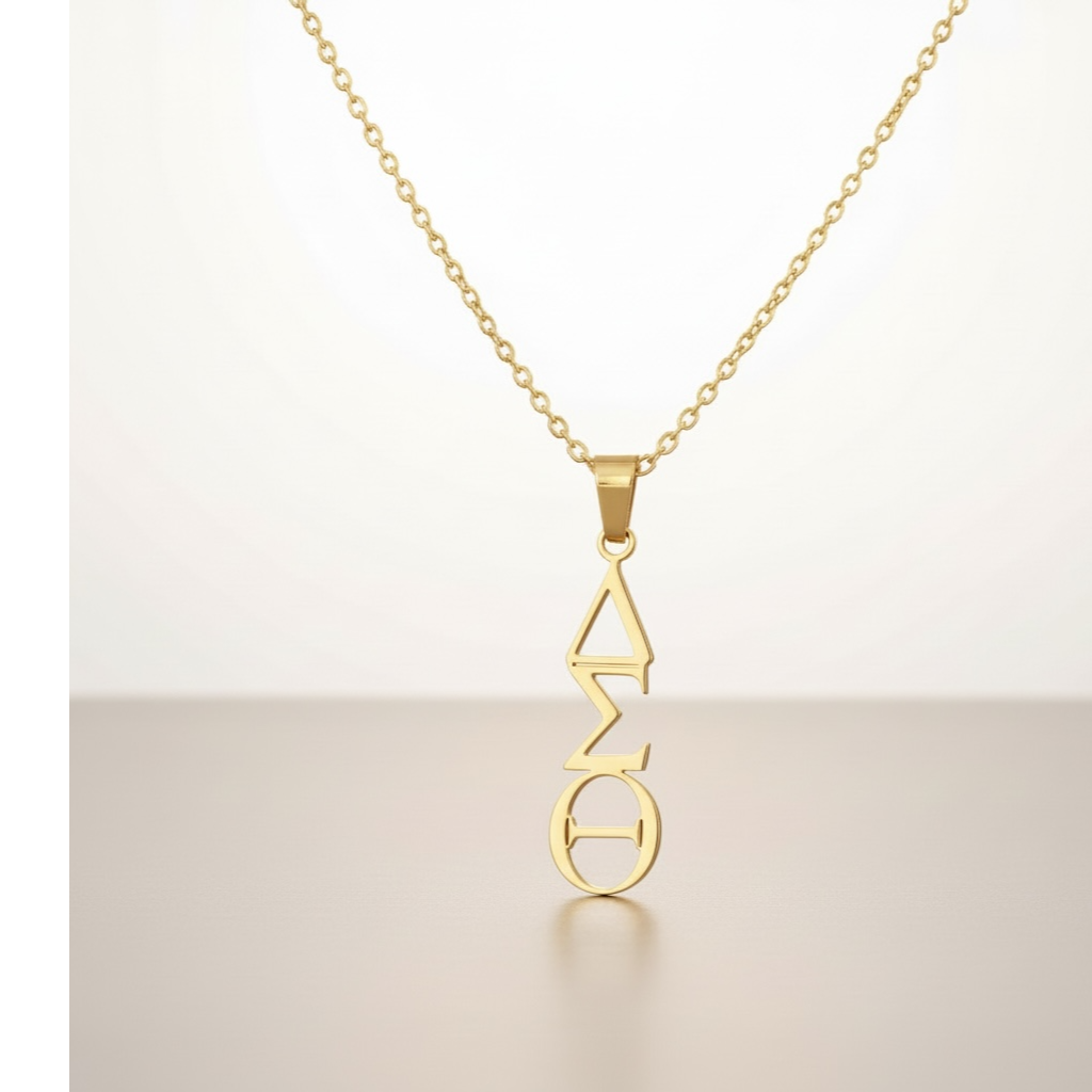 Delta Sigma Theta Greek Letter Necklace Set GOLD