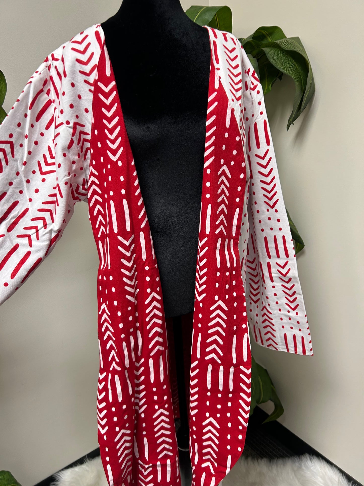 Red and White Reversible Long Jacket