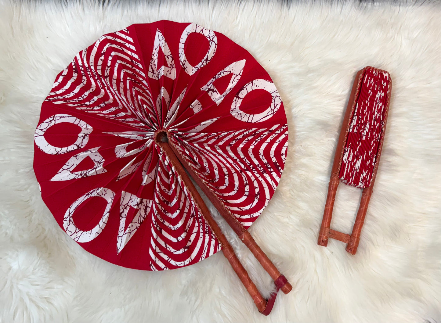 Ankara Leather Fan-LARGE