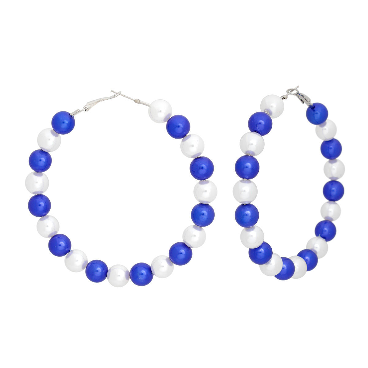 Blue and White Pearl Hoops – Diggin Her Roots Boutique