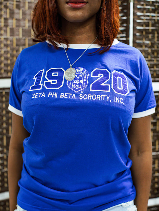Zeta Phi Beta 1920 - embroidered premium T shirt