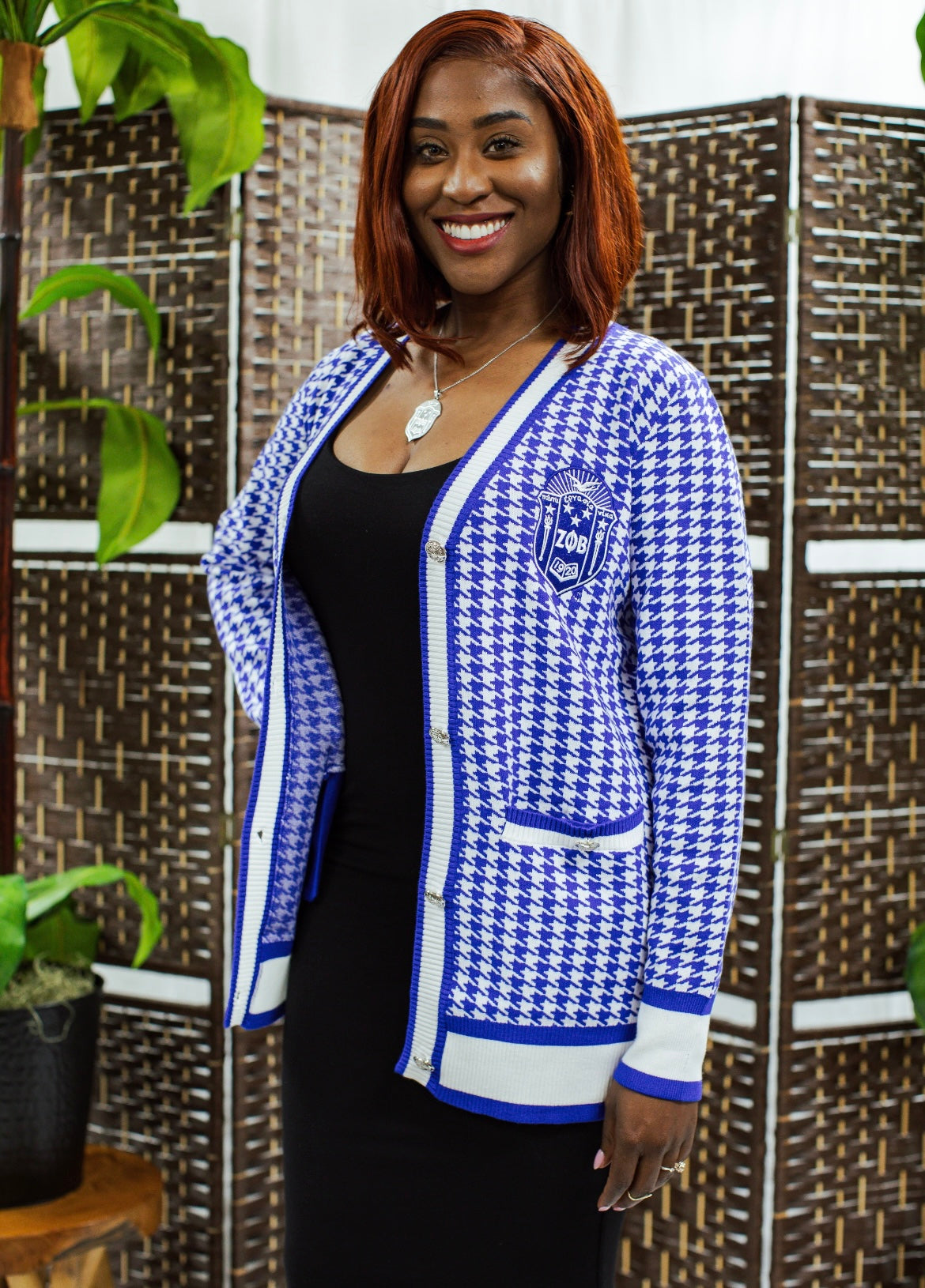 Zeta Phi Beta Houndstooth CardiganPre order