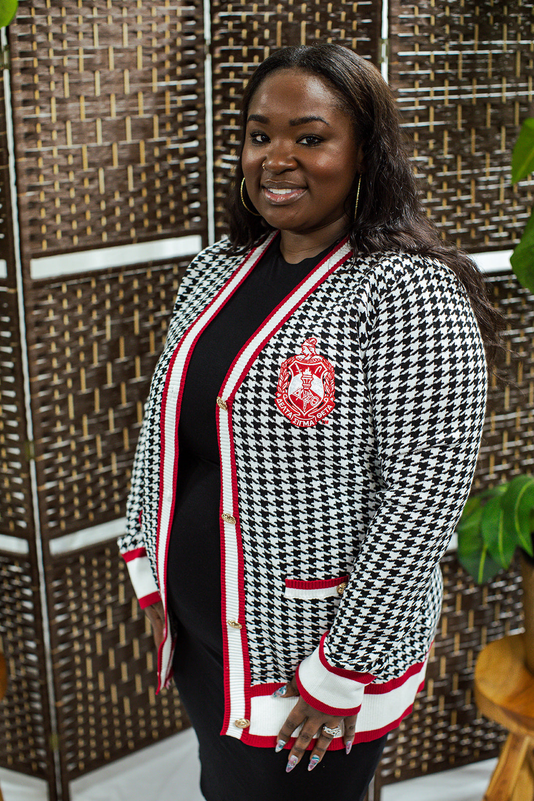 Delta Sigma Theta Houndstooth Cardigan