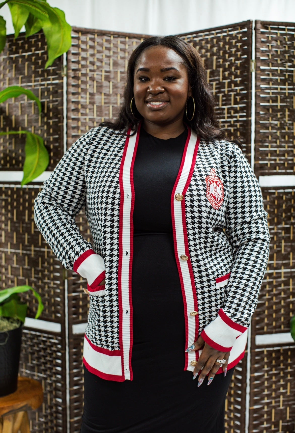 Delta Sigma Theta Houndstooth Cardigan