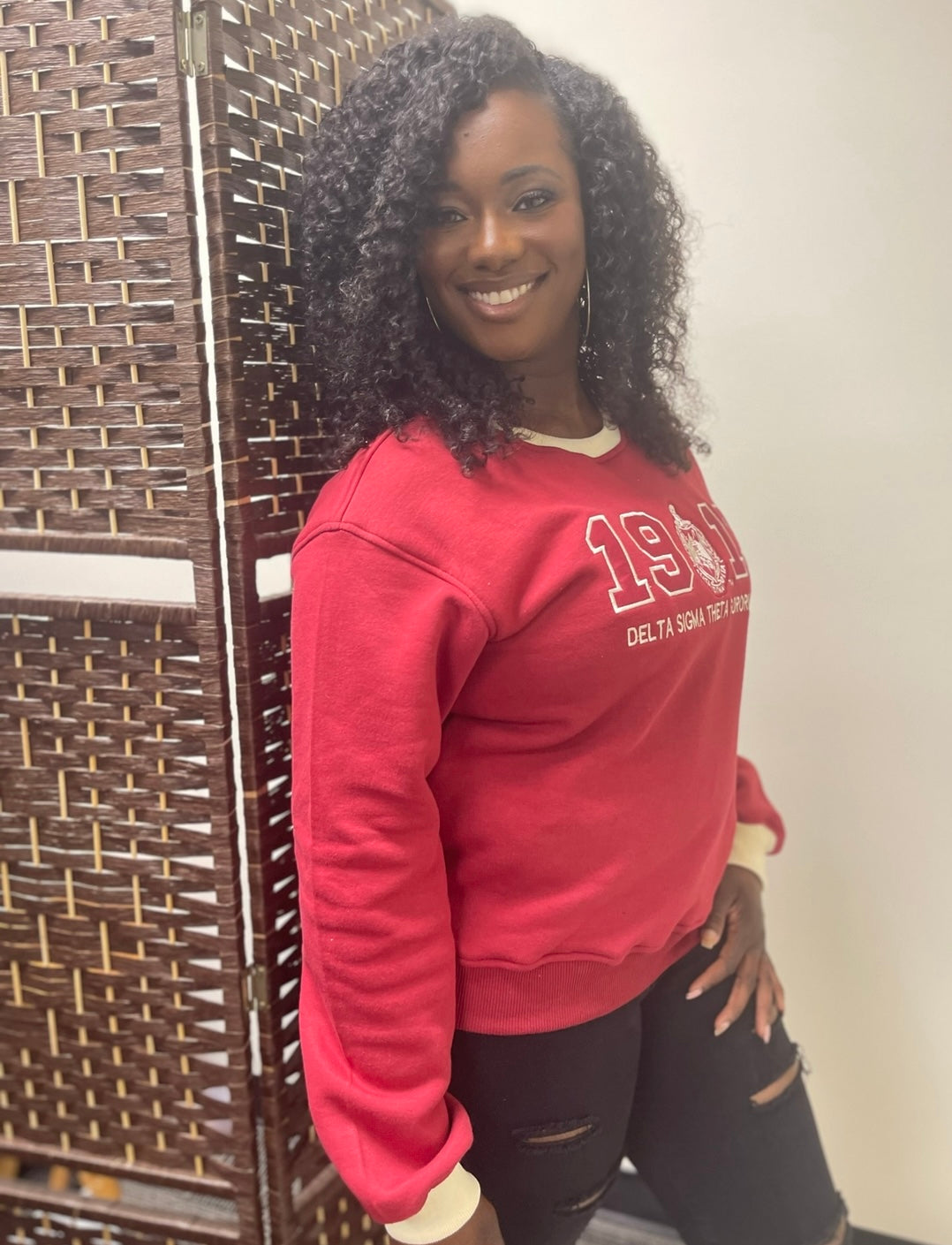 DELTA SIGMA THETA Retro Sweatshirt- Crimson and Cream