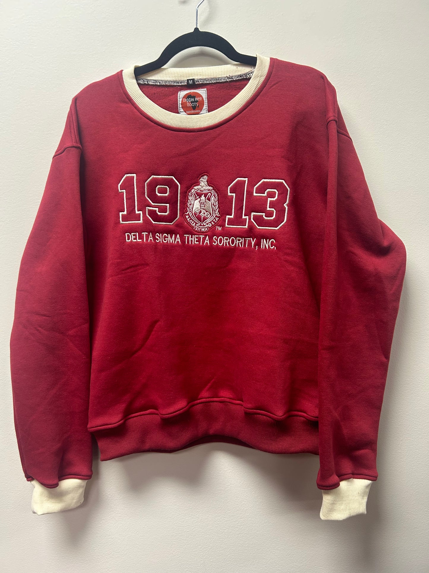 DELTA SIGMA THETA Retro Sweatshirt- Crimson and Cream