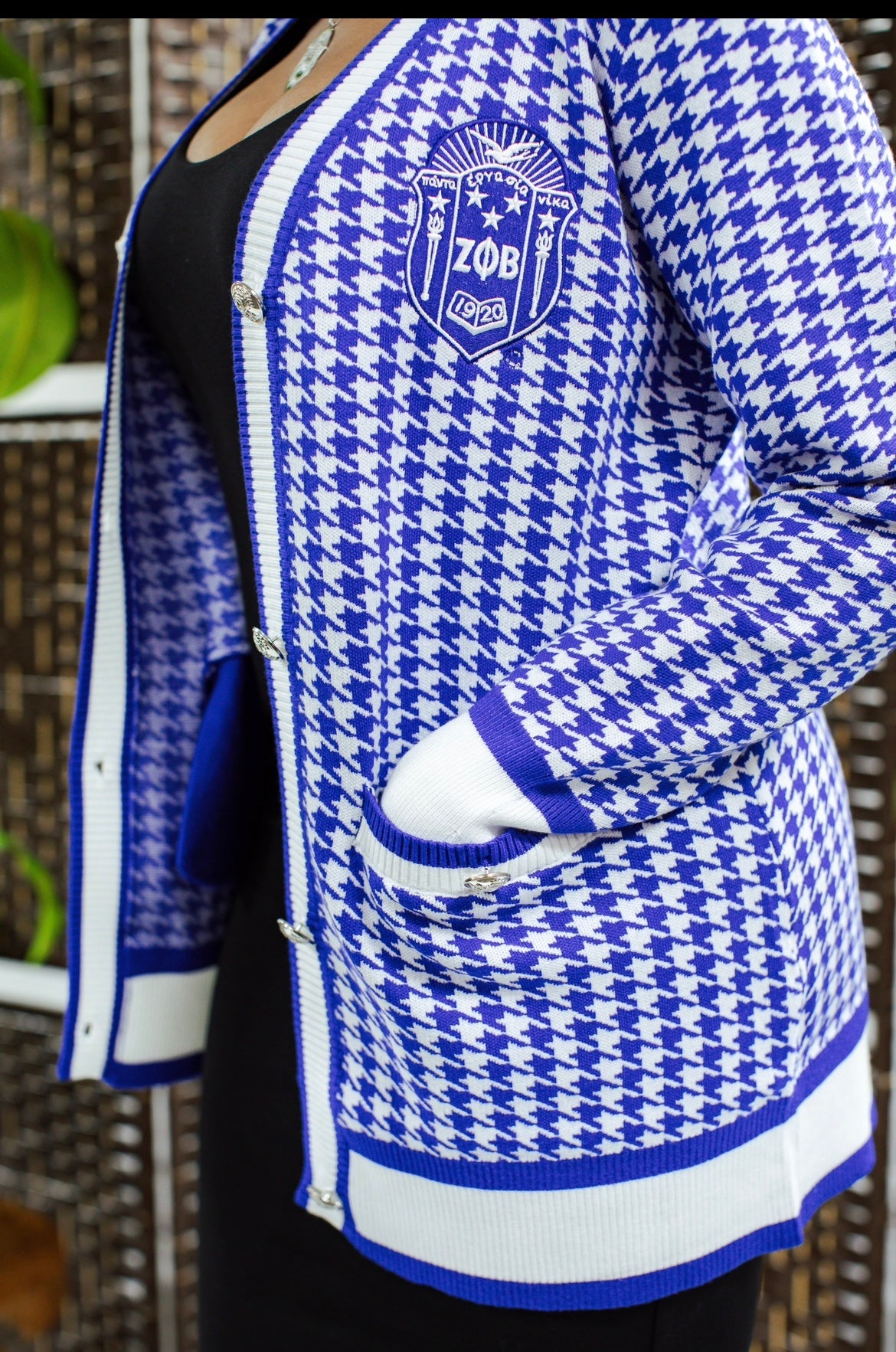Zeta Phi Beta Houndstooth CardiganPre order