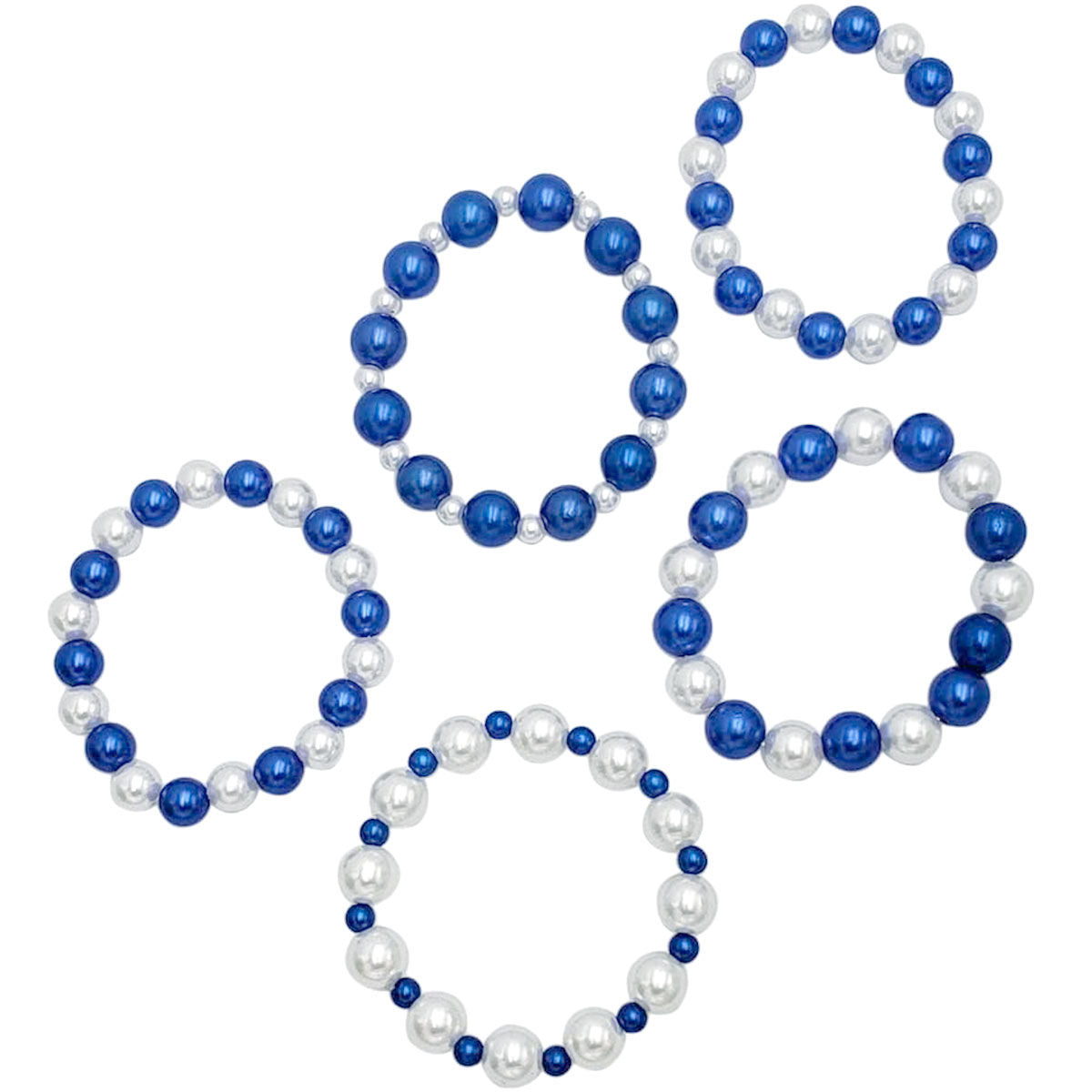 Blue White Pearl Bracelets 5 Pcs