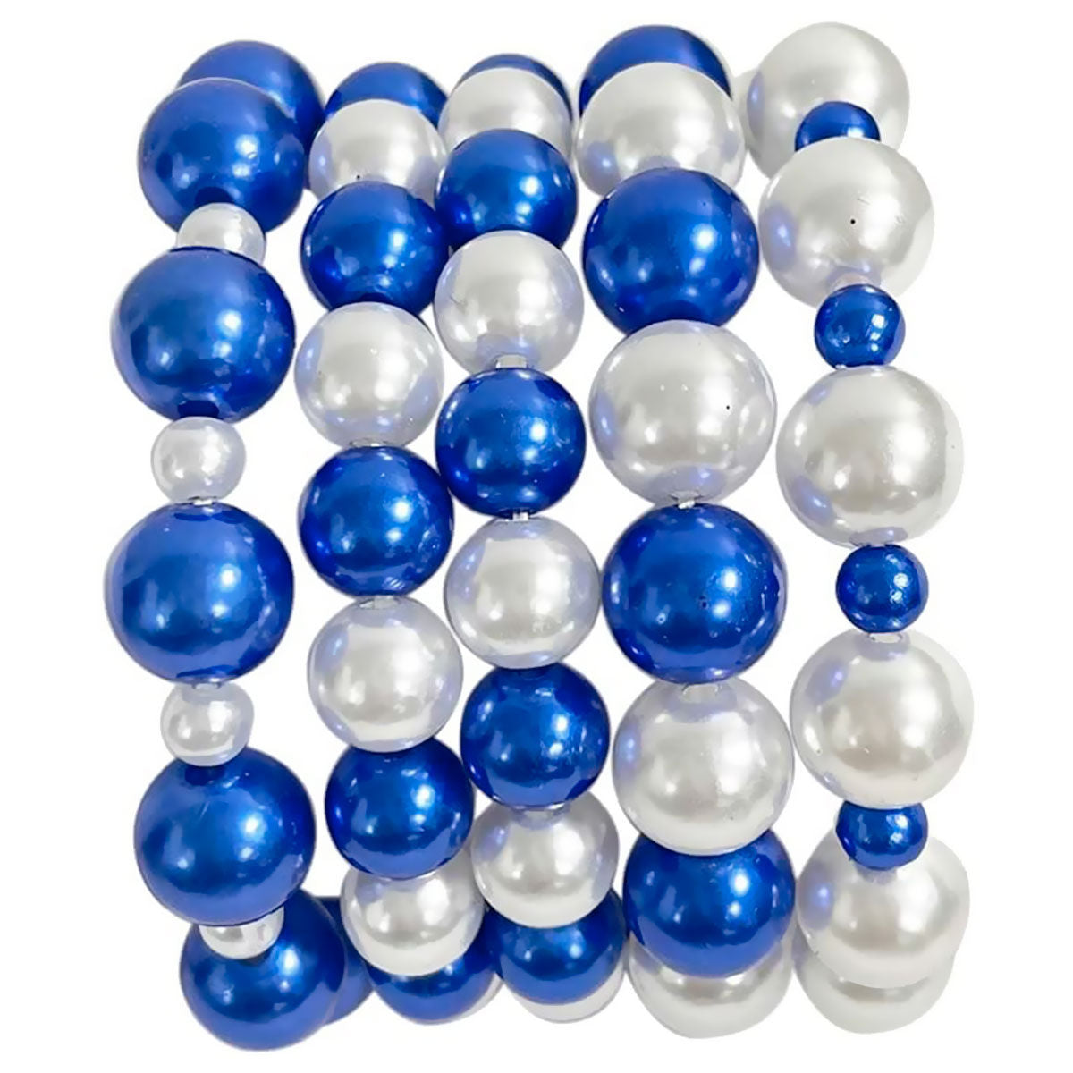 Blue White Pearl Bracelets 5 Pcs