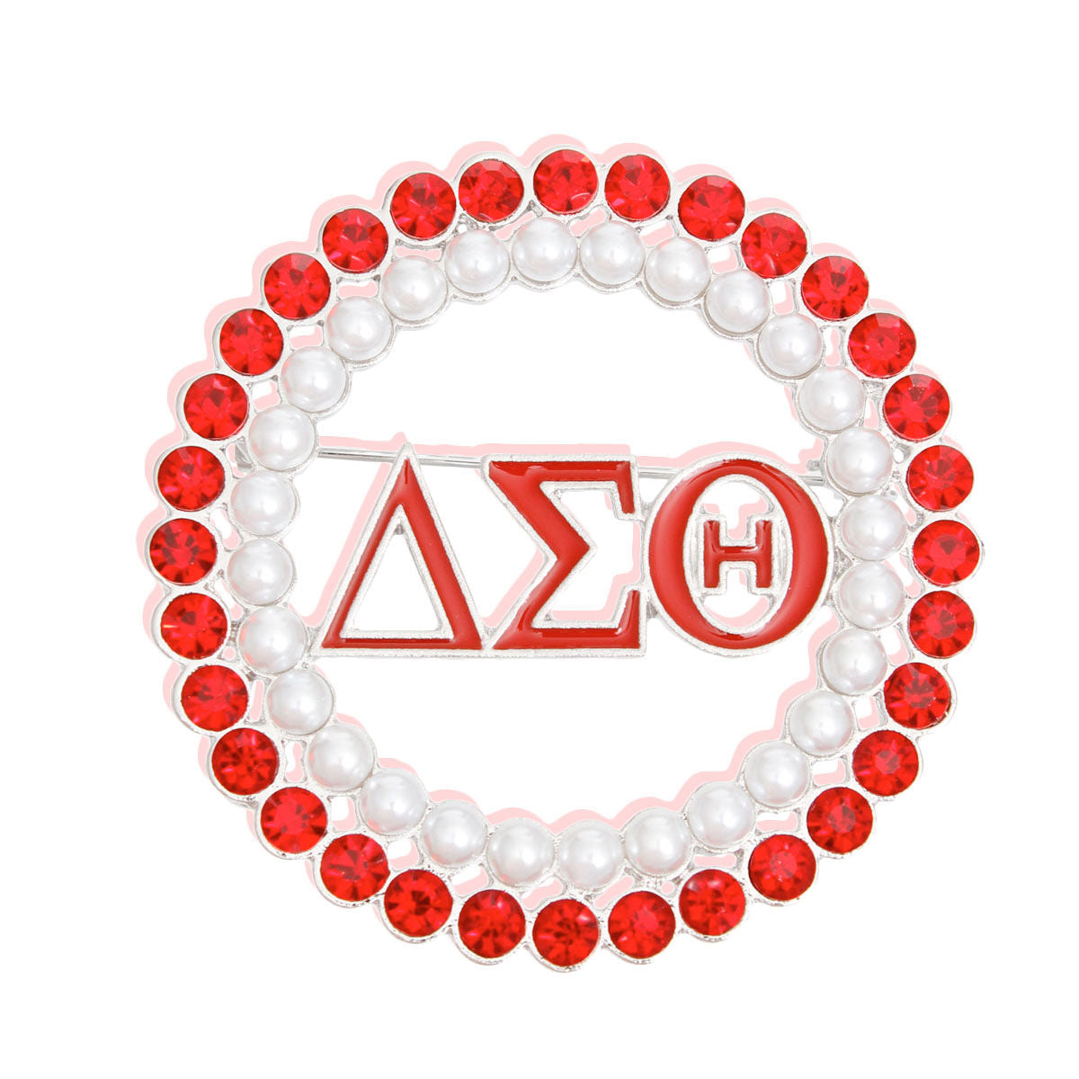 Brooch Red White Delta Round Pin for Women