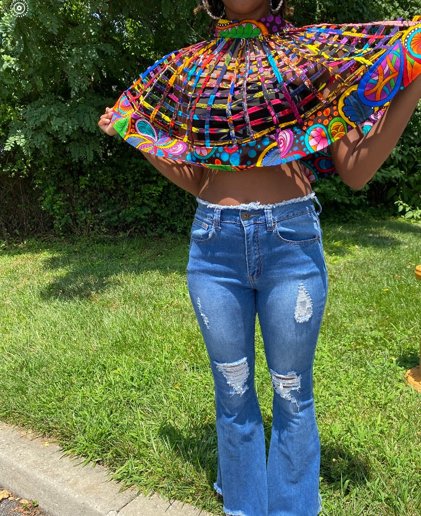 Ankara Multi Color Party Cape 2.0-EACH ONE HAS A DIFFERENT PATTERN