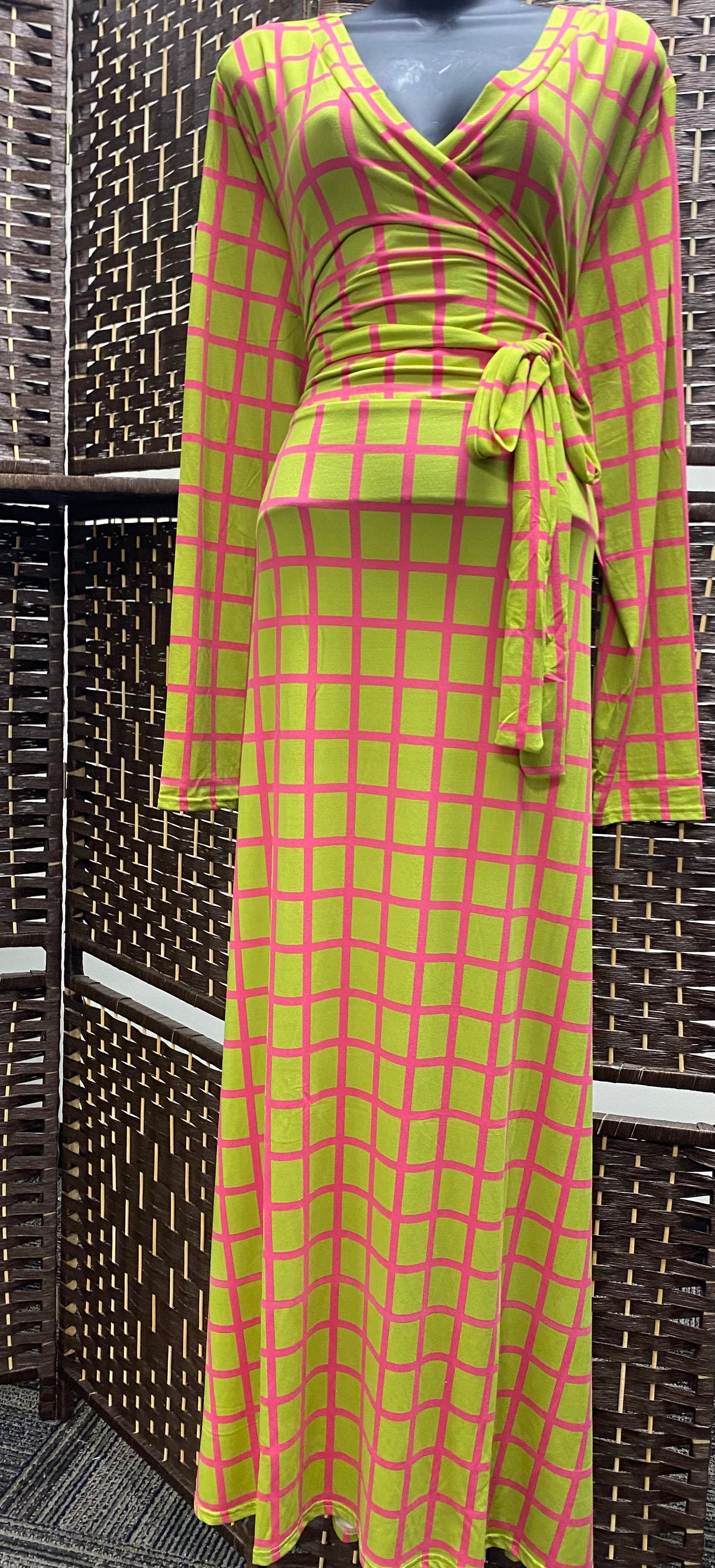 Pink and Green Maxi Dress