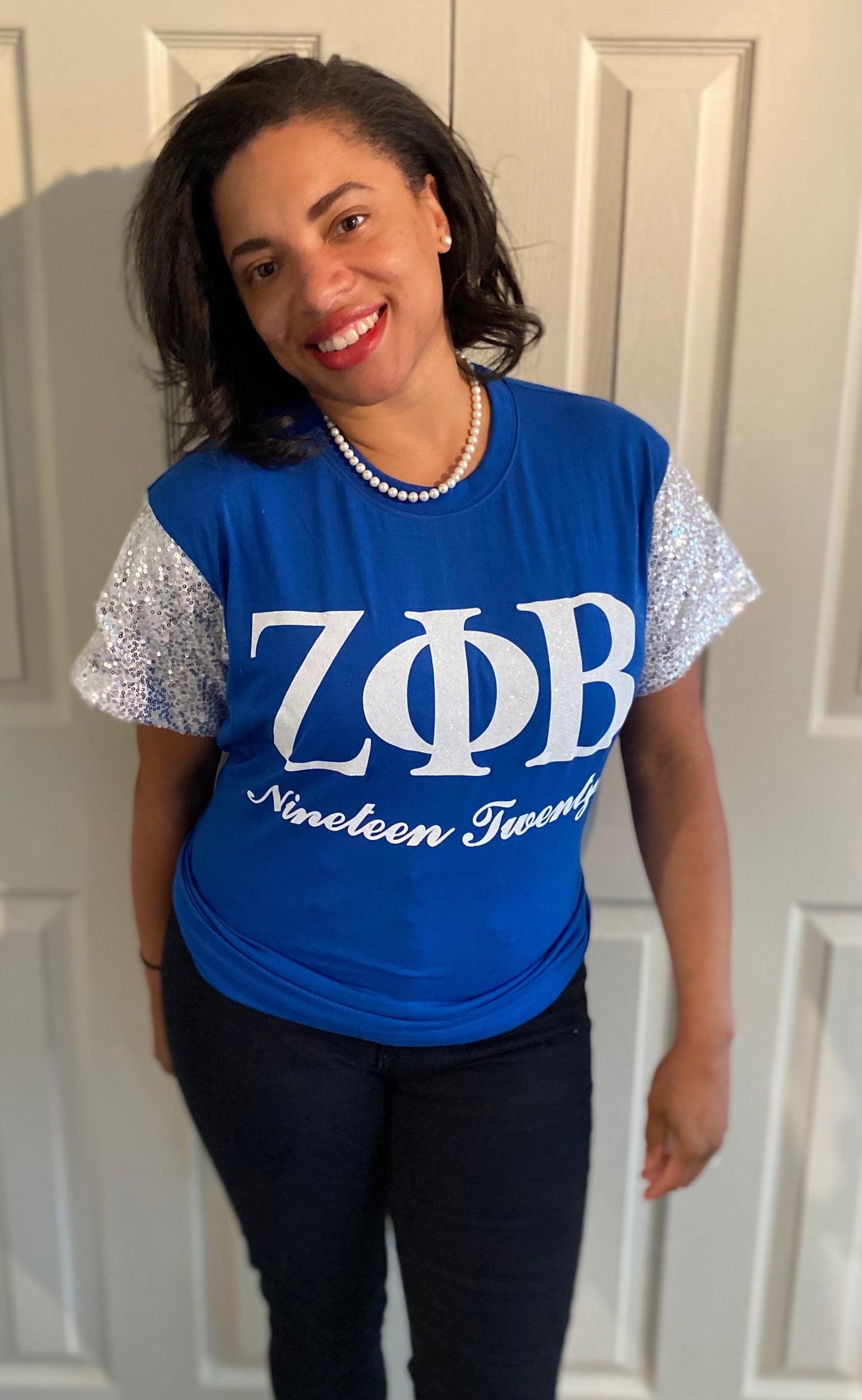 Zeta Phi Beta- Glitter Sleeve Shirt