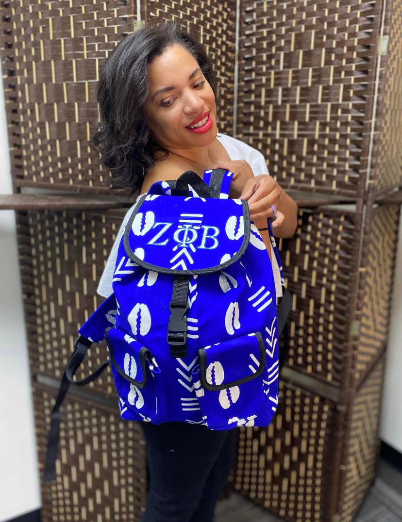 Zeta Phi Beta Greek Letter Ankara Book Bag - HANDMADE
