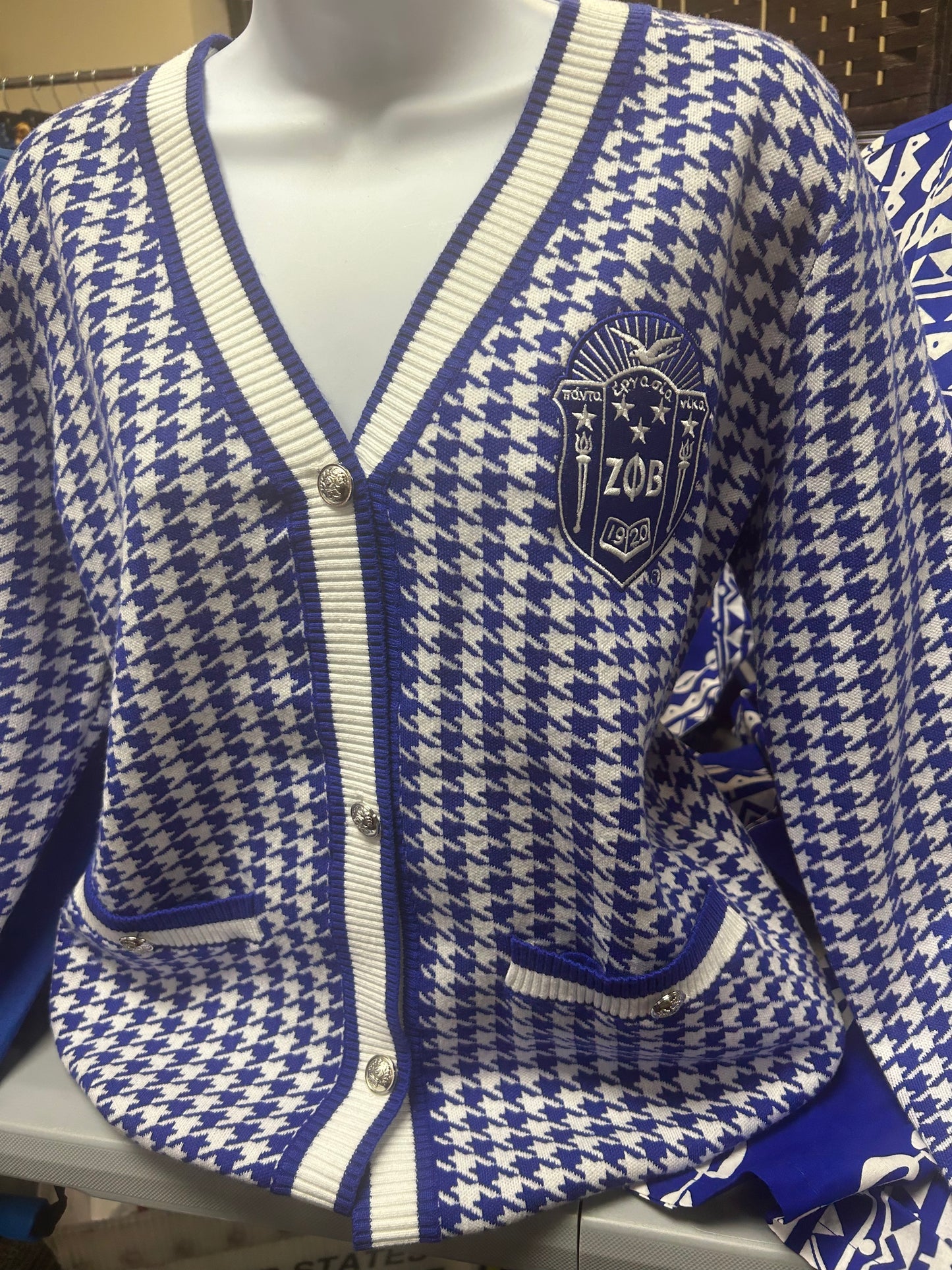 Zeta Phi Beta Houndstooth CardiganPre order