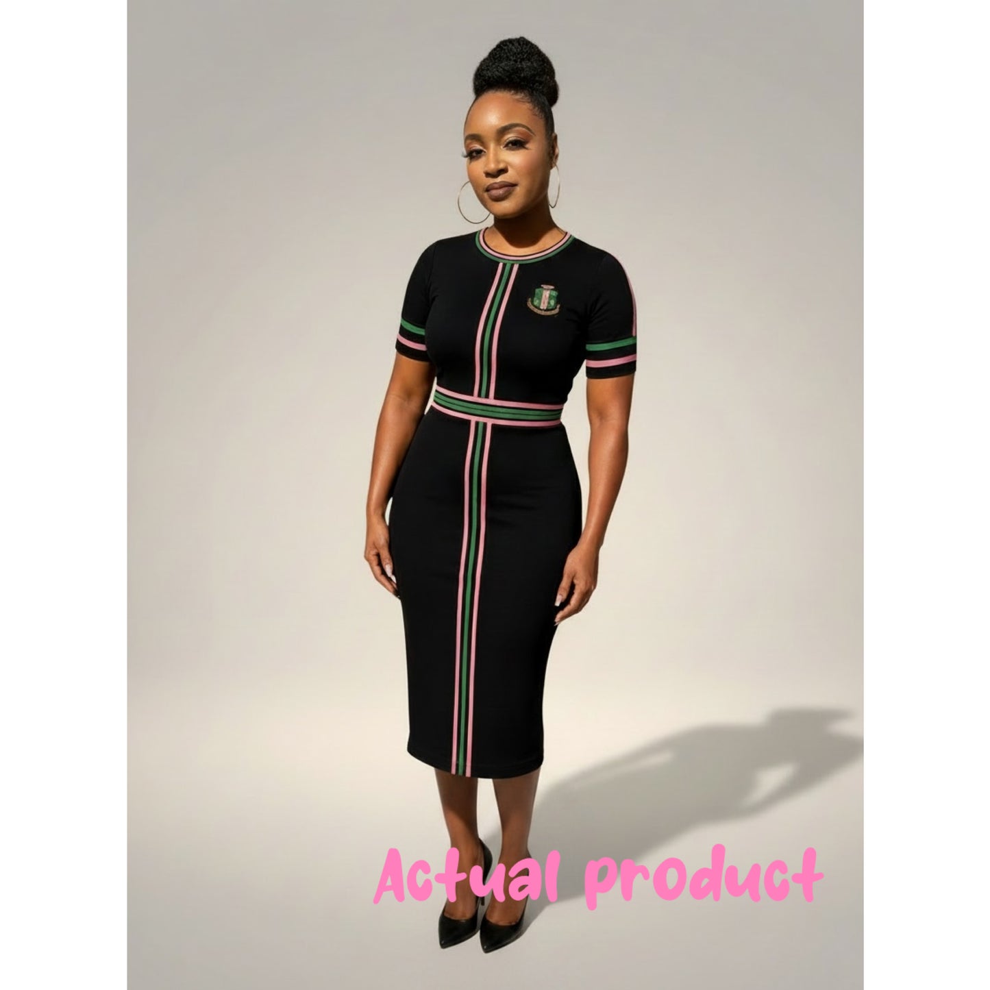 The Short Sleeved Striped Knit Dress AKA -BLACK- PRE ORDER