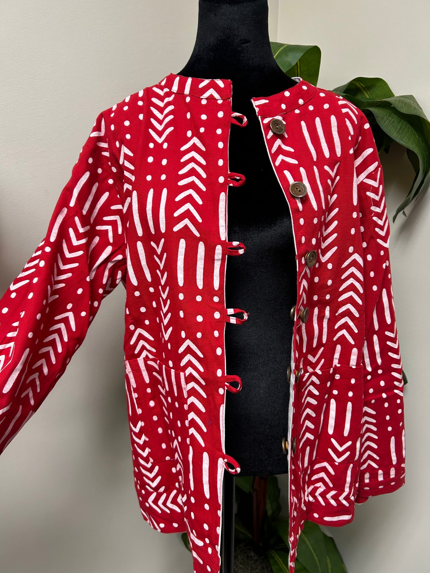 Red and White Reversible Short Jacket