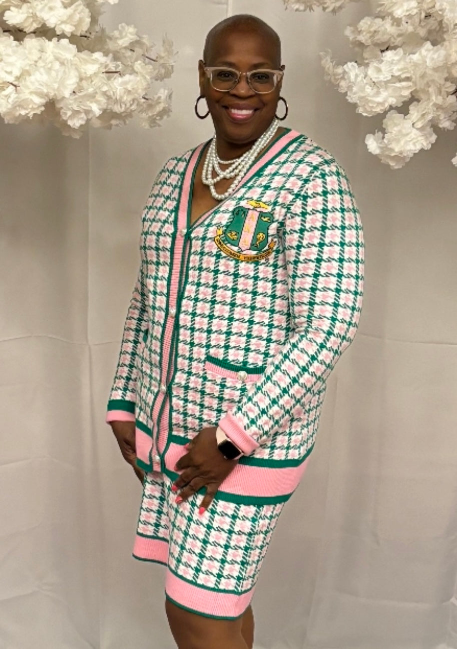 Alpha Kappa Alpha Houndstooth Cardigan Set PRE ORDER