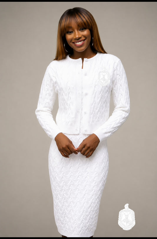 The Power Knit Dress Set - Delta WHITE PRE - ORDER