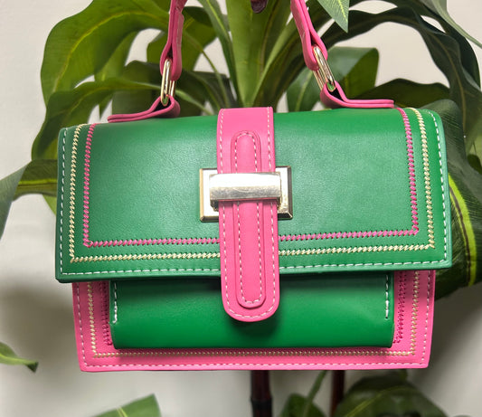 Pink and Green Snap Purse