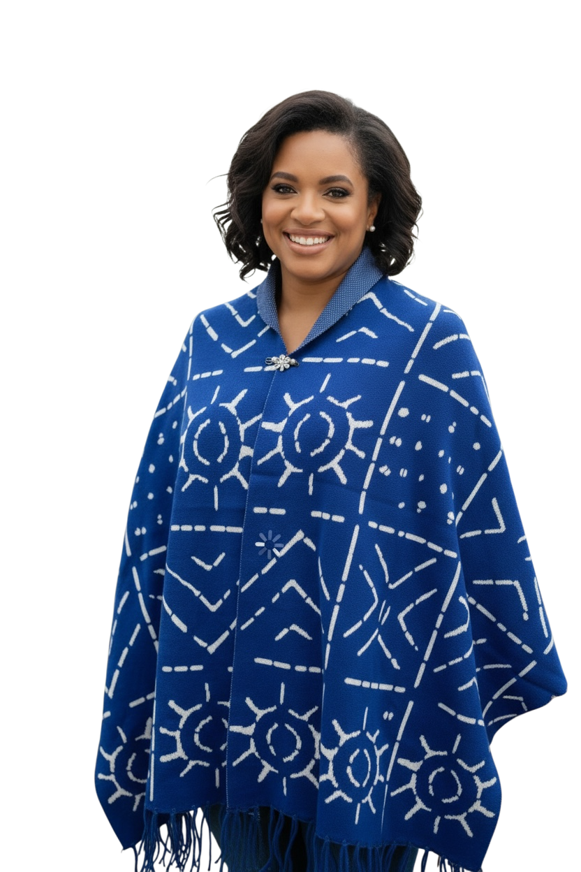 Blue and White ANKARA shawl