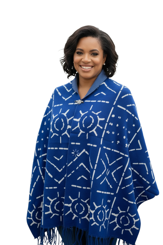 Blue and White ANKARA shawl