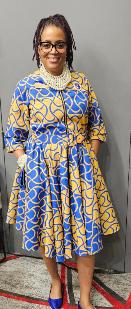 Dress - All Zipped Up Blue & Gold