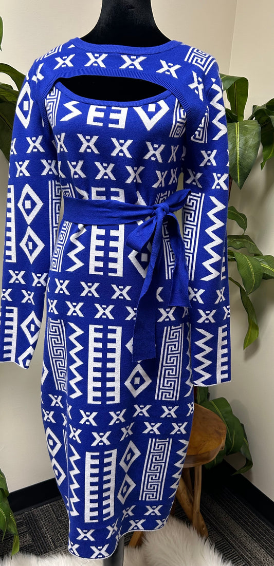 Ankara Style Knit Dress- PREORDER- Ships 4-5 weeks