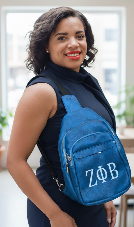 Greek Letter - Vegan Leather Sling Backpack