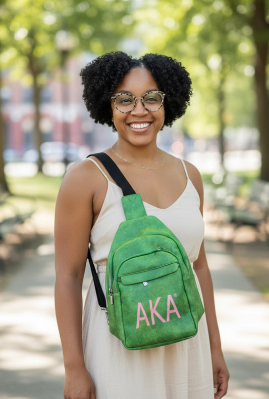 Greek Letter - Vegan Leather Sling Backpack
