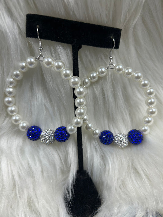 NEW Hoop Earrings / Blue and White